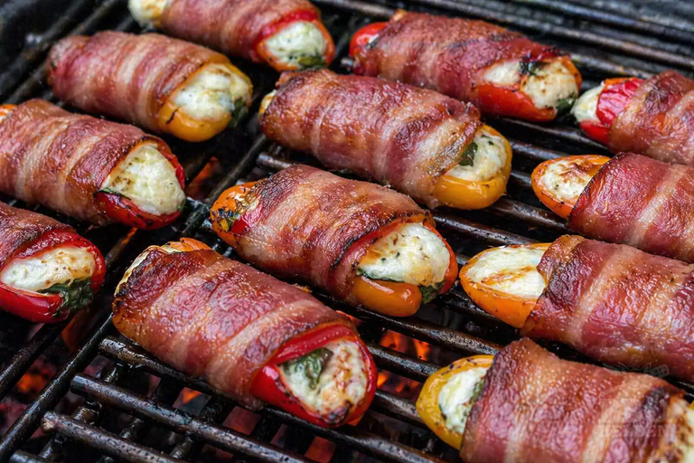 Gevulde snack paprika van de BBQ