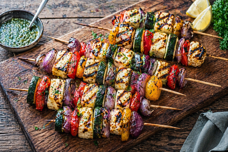 Halloumi spiesjes van de BBQ